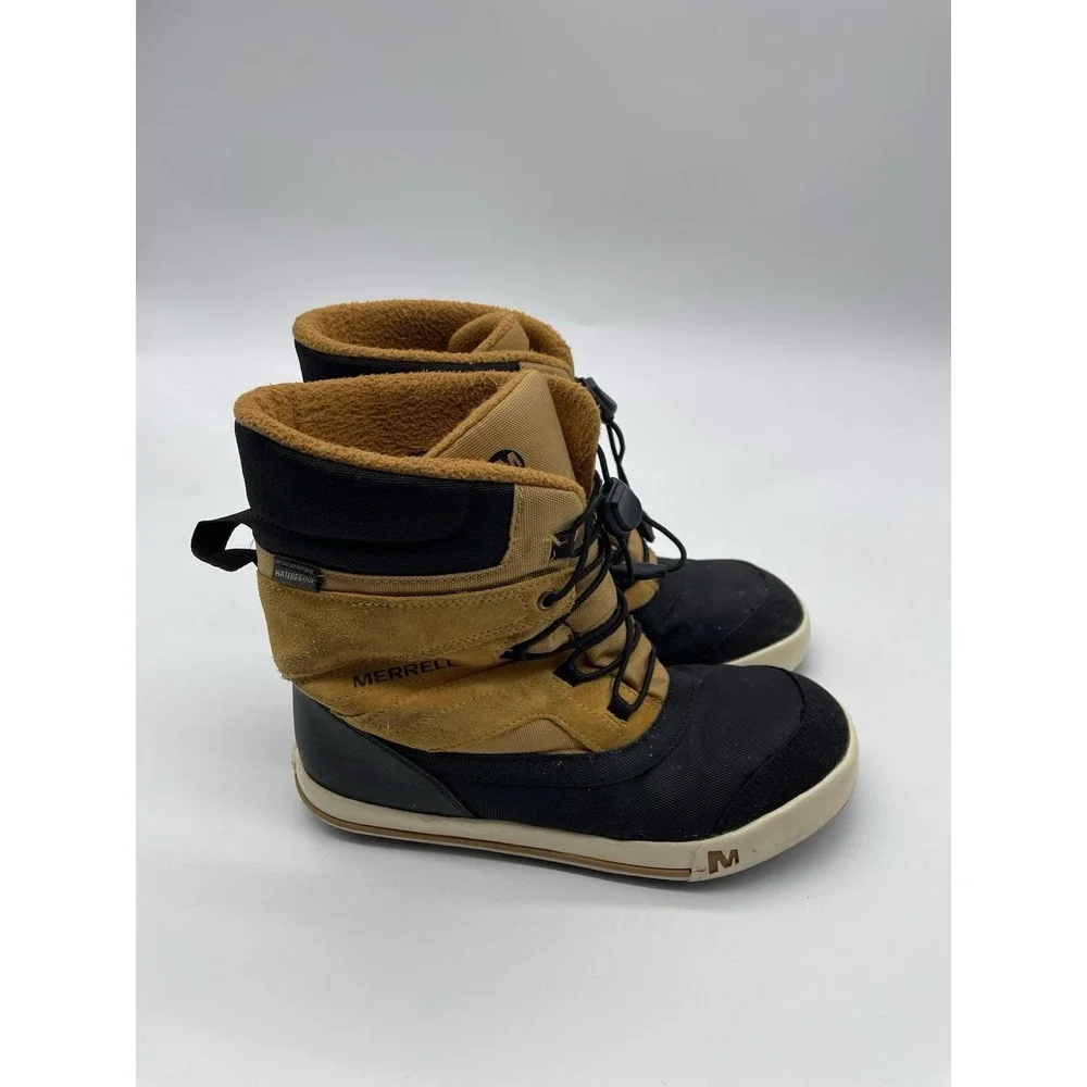 Merrell Snowbank 2 Waterproof Boots MY56187 Mens US 4M Gold/Black Lace-Up Thermo